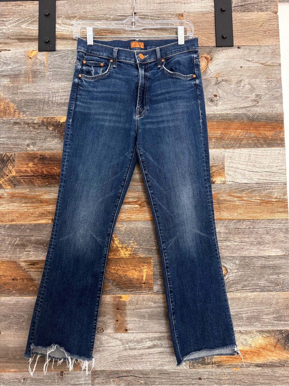 MOTHER The Insider Step Crop Fray Jeans in Teaming Up Wash